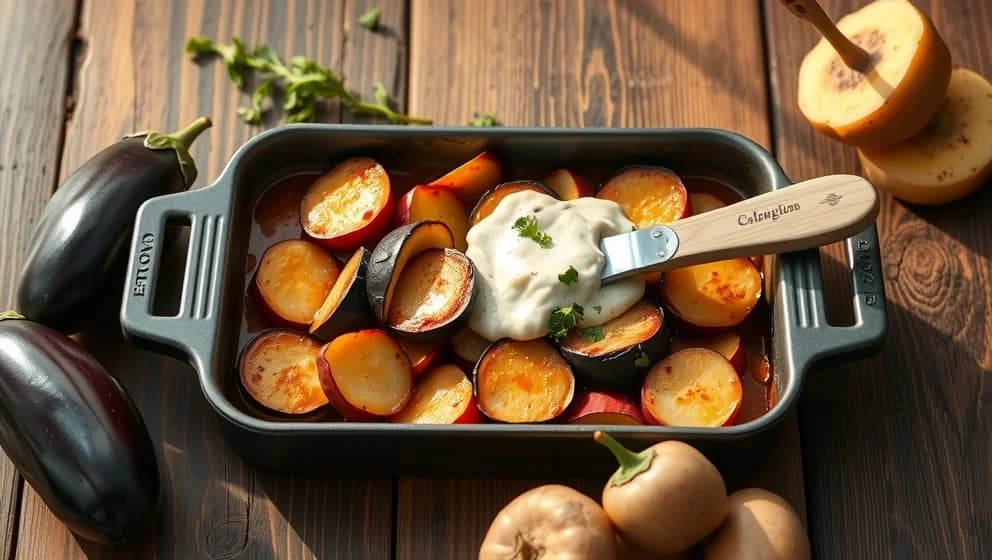 Moussaka med potatis och aubergine